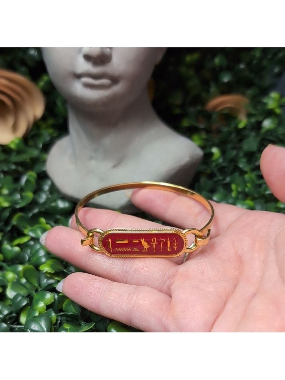 Gold and Red Hieroglyphic Bracelet - Picture 3 of 5